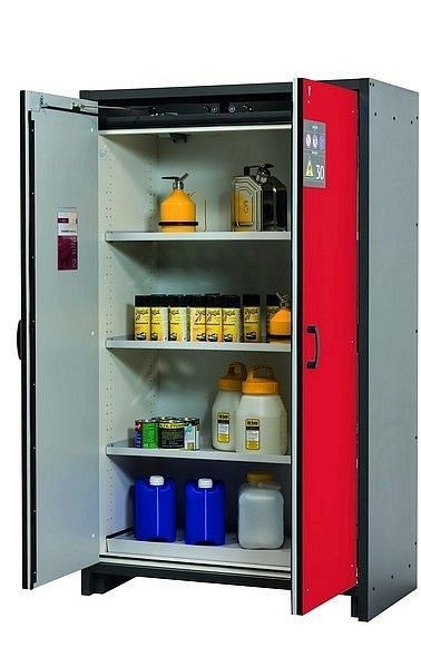 asecos Sicherheitsschrank Q-CLASSIC-30, Q30.195.116 in verkehrsrot RAL 3020 mit 3x Fachboden (Stahlblech), 31003-066-30003