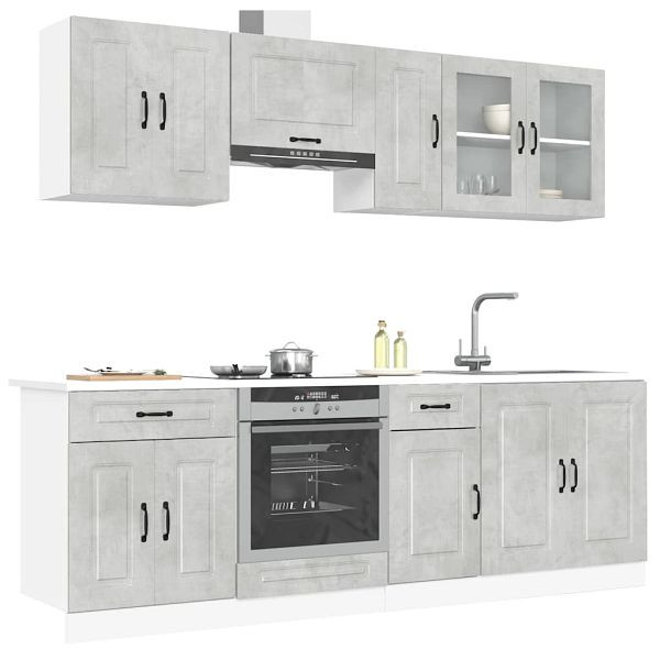 vidaXL 8-tlg. Küchenschrank-Set Kalmar Betongrau Holzwerkstoff, 3314825