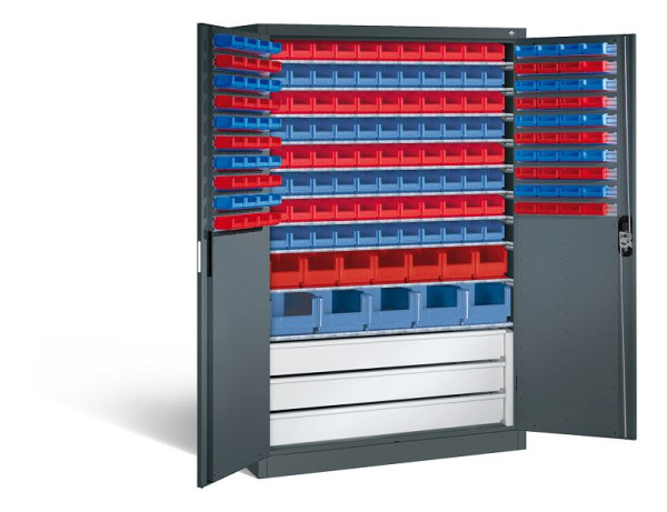 C+P Magazinschrank Acurado, H1950xB1200xT500mm, Farbe: Anthrazitgrau, Muldengriff, 8931-501 S10069