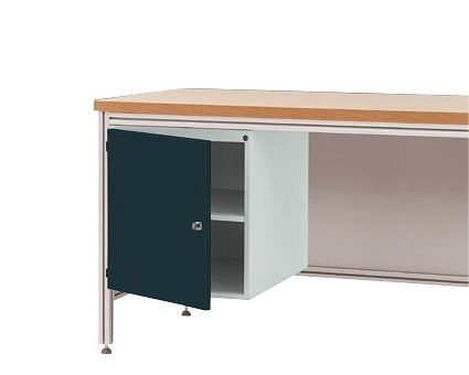 Manuflex Gehäuse-Unterbau für ALU-Arbeitstische, Nutzhöhe 500 mm mit Türanschlag links, für Tischtiefe 800 mm, Anthrazit, ZB4973.7016