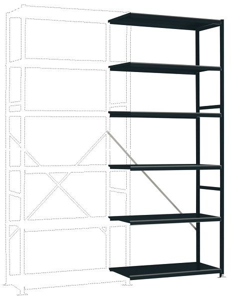 Manuflex Fachboden-Steckregal Color Anbauregal mit 6 Stahlböden, HxBxT = 2500 x 1000 x 300 mm, anthrazit, RP1351.7016