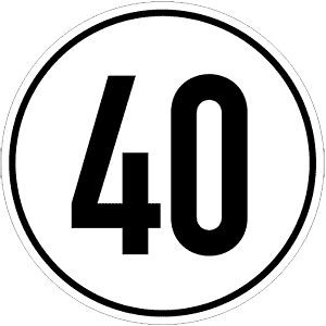 Moedel Geschwindigkeitsschild, 40 km/h, Folie, Ø 200 mm, 54278