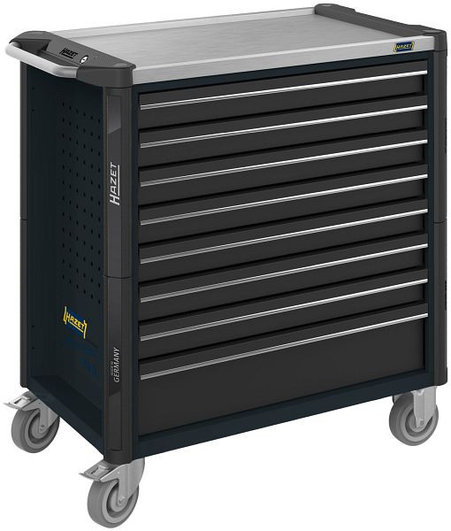 Hazet Werkstattwagen Assistent, Grau (RAL 7012), extra breit, Edelstahl-Arbeitsplatte, 8 Schubladen, 179NXL-8-VW