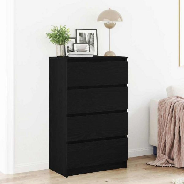 vidaXL Sideboard Schwarz Eichen-Optik 60x35x98,5 cm Holzwerkstoff, 861992