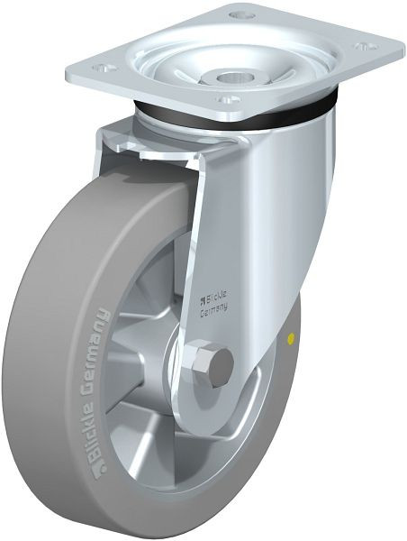 Blickle LK-ALTH 180K-AS Stahlblech-Lenkrolle, schwere Ausführung, mit Anschraubplatte, Blickle Extrathane®, Grau, 852496