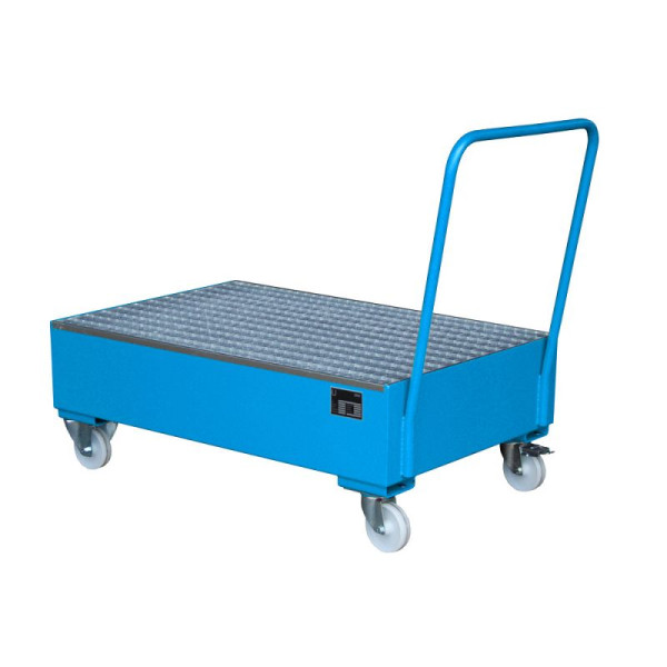 STEIN HGS Fahrbare Auffangwanne Serie 2000, 3mm Stahlblech, für 200l-Fässer, 215 Liter, RAL 5012 lichtblau, lackiert, 2 x 200 Liter Fass, 79206.0009