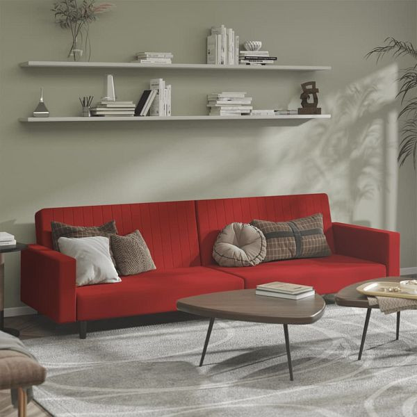 vidaXL Schlafsofa 2-Sitzer Weinrot Samt, Top-Qualität, 375942
