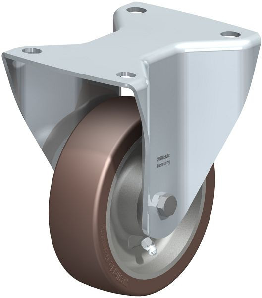 Blickle BH-GB 125K-3 Stahlblech-Bockrolle, Schwerlast-Ausführung, mit Anschraubplatte, Blickle Besthane®, Braun, 742253