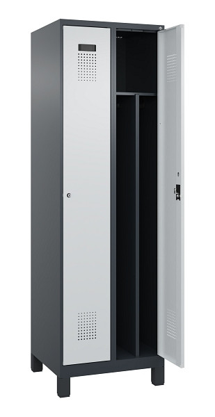 C+P Spind Evolo PLUS, mit Füßen, 2 Abteile, 1950x600x500mm, 7016/7035, Verschluss Zylinderschloss, 049010-20F S10044