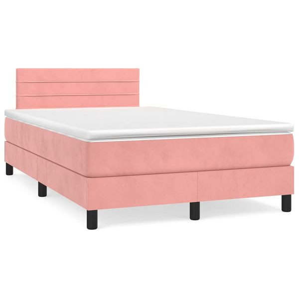 vidaXL Boxspringbett mit Matratze & LED Rosa 120x190 cm Samt, 3270164