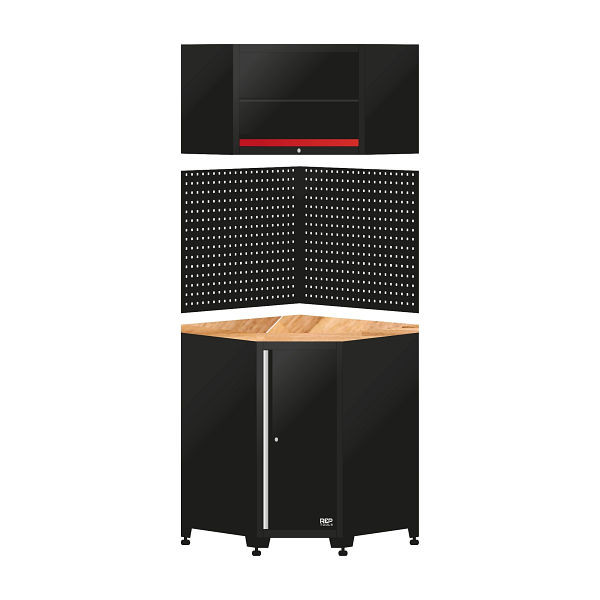 RepTools Metall Eck-Unterschrank, 1-türig mit Lochwand und Hängeschrank, XXL-118824