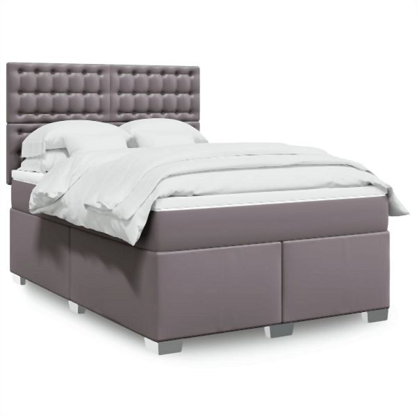vidaXL Boxspringbett mit Matratze Grau 160x200 cm Kunstleder, 3293030