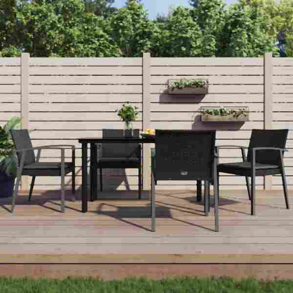vidaXL 5-tlg. Garten-Essgruppe mit Kissen Poly Rattan und Stahl, 3186991