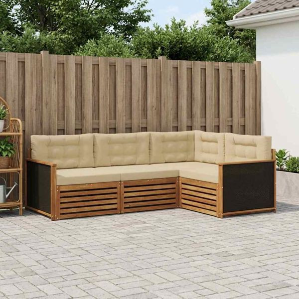 vidaXL Outdoor-Sofagarnitur 4-teilig Natur und Beige, 3383286