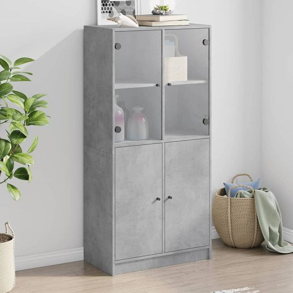 vidaXL Highboard mit Türen Betongrau 68x37x142 cm Holzwerkstoff, 3295867