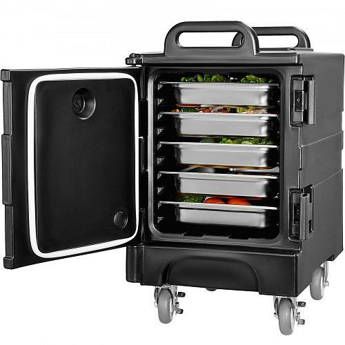 VEVOR Speisenbehälter Warmhaltebox 75L mit Doppelschnallen & Griffen für Gastronomie, Schwarz, SPBWXHSLLDPERLBXZV0