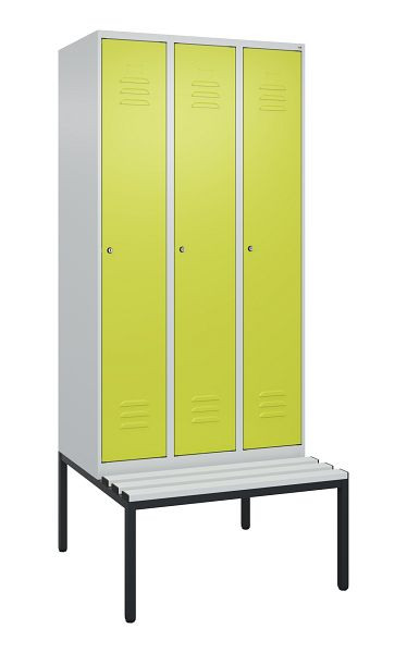 C+P Umkleidespind Classic PLUS mit Mitteltrennwand, 3 Abteile, 2120x900x815mm, 7035/0024, Zylinderschlösser, 0800507-30F S10025