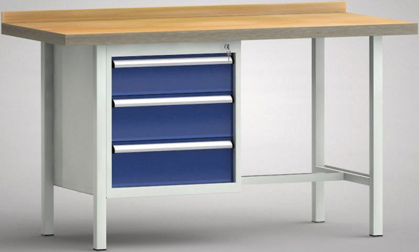KLW Profi-Werkbank - 1500 x 700 x 905 mm L x T x H (ERGO-Version), links 150EA/175EA/175EA, WP116E-1500M45-E1632