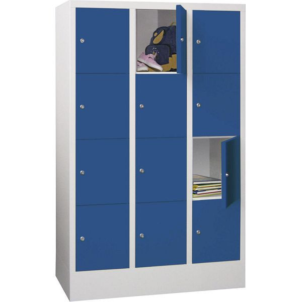 Deskin Schließfachschrank CLASSIC mit glatten Türen, Korpus lichtgrau, Türen enzianblau, H 1518 x B 900 x T 500 mm, 264132
