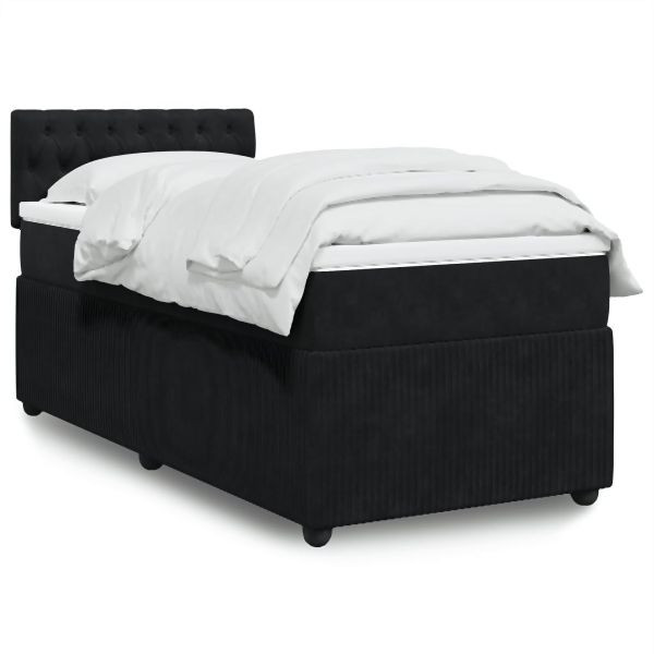 vidaXL Boxspringbett mit Matratze Schwarz 90x200 cm Samt, 3287646