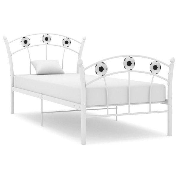 vidaXL Einzelbett mit Fußball-Design Weiß Metall 90x200 cm, 324745