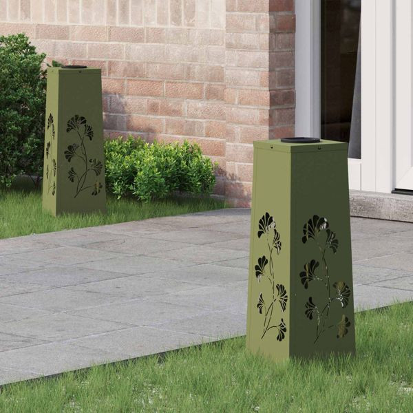 vidaXL Solar LED Weg Licht 2 pcs Olive Grün Kalt gewalzter Stahl, 879754