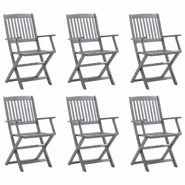 vidaXL Klappbare Gartenstühle 6 Stück Massivholz Akazie, 3065519