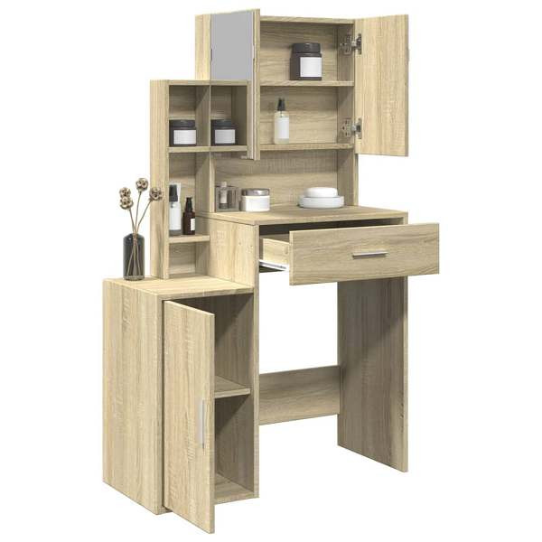 vidaXL Schminktisch mit Schrank Sonoma-Eiche 80x35x132 cm, 848236