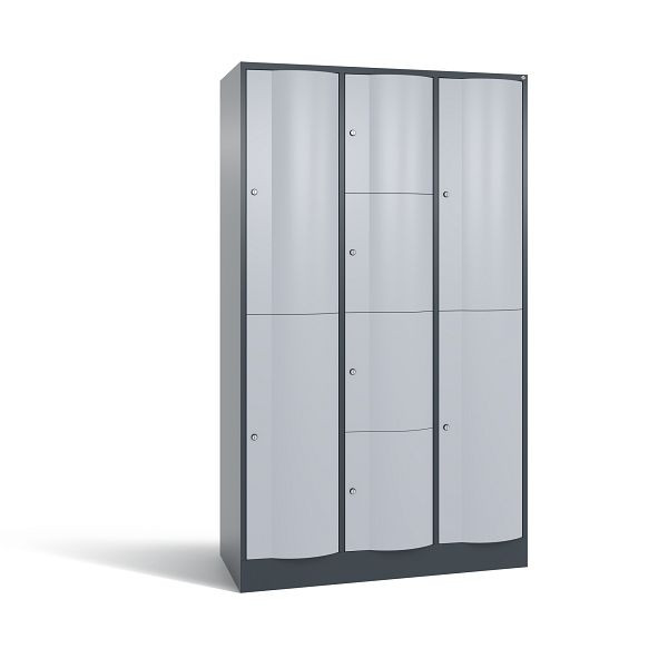 C+P Schließfachschrank Resisto, 8 Fächer, H1950xB1148xT540 mm, Anthrazit/Weißalu, 8070-3722 S10048