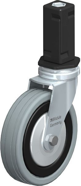 Blickle LRA-VPA 100K-FA-EV04 Apparate-Lenkrolle mit Expander, Vollgummi, Grau, 856347