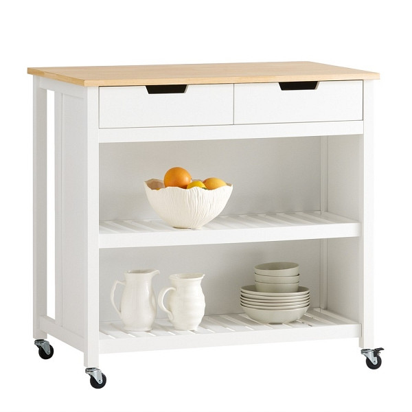 SoBuy Kücheninsel mit zwei Schubladen Weiß 98x58x94 cm, Funktional, FKW74-WN