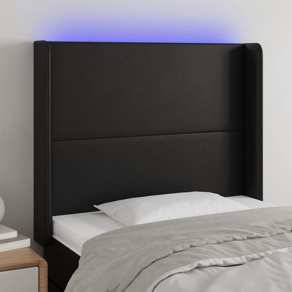 vidaXL LED Kopfteil Schwarz 83x16x118/128 cm Kunstleder, 3123840
