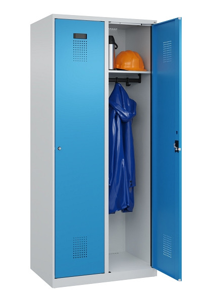 C+P Spind Evolo PLUS, 2 Abteile, 1850x800x500mm, 7035/5012, Verschluss Zylinderschloss, Ablageböden 2, 049000-22 S10034