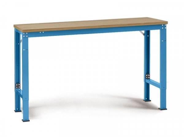 Manuflex Arbeits-Grundtisch UNIVERSAL Spezial mit Multiplexplatte, BxTxH = 2000 x 1200 x 722-1022 mm, Lichtblau, AU7135.5012