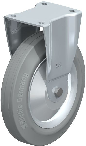 Blickle BH-RD 252R-VLI-FA Stahlblech-Bockrolle, Schwerlast-Ausführung, mit Anschraubplatte, Zweikomponenten-Vollgummi, Grau, 850011