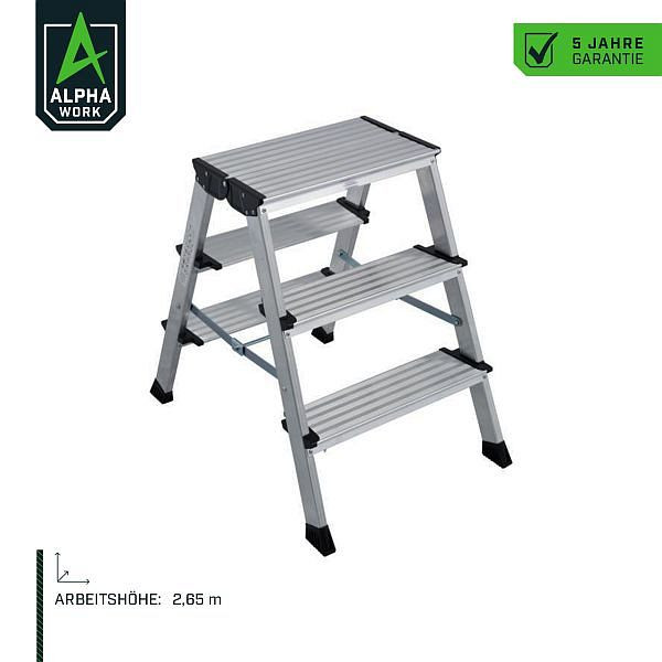Alpha Work Klapptritt, 2 x 3 Stufen, 2,65 m Arbeitshöhe, 80319