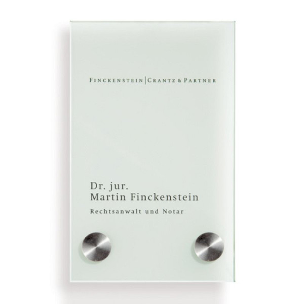 Stein HGS Türschild -Cristallo- mit Edelstahlhalter, 150x150mm, 4 Halter Ø13mm, cr2902