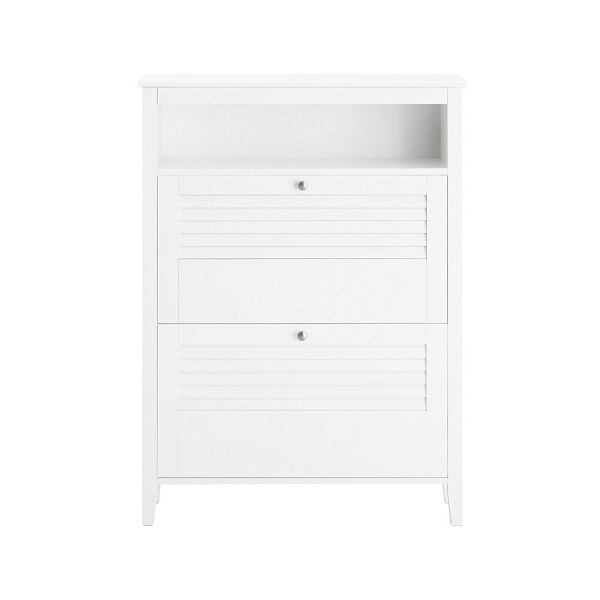 SoBuy Schuhschrank mit 2 Türen Weiß 80x25x108 cm, Modern, FSR152-W