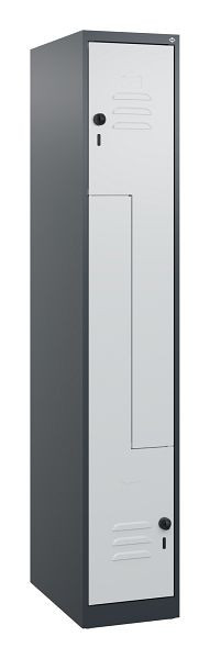 C+P Z-Spind Classic PLUS, 2 Abteile, 1700x300x500mm, 7016/7035, Drehriegel, 0800037-102 S10001