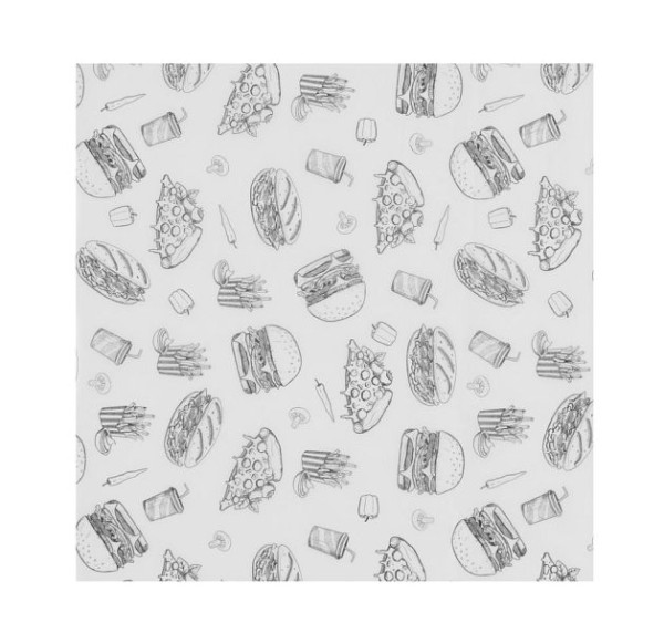 Hendi Einschlagpapier fettdicht, Fastfood-motiv 305x305 mm, VE: 500 Stück, 678282