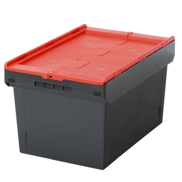 BITO Mehrwegbehälter MBD64321 Eco Regranulat schwarz Deckel/Stecklager rot, C0402-0436