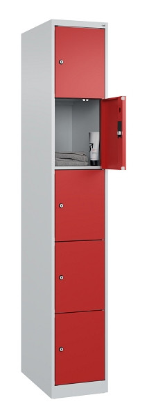 C+P Schließfachschrank Evolo PLUS, 5 Fächer, 1850x300x500mm, 7035/3000, 049000-105 S10003