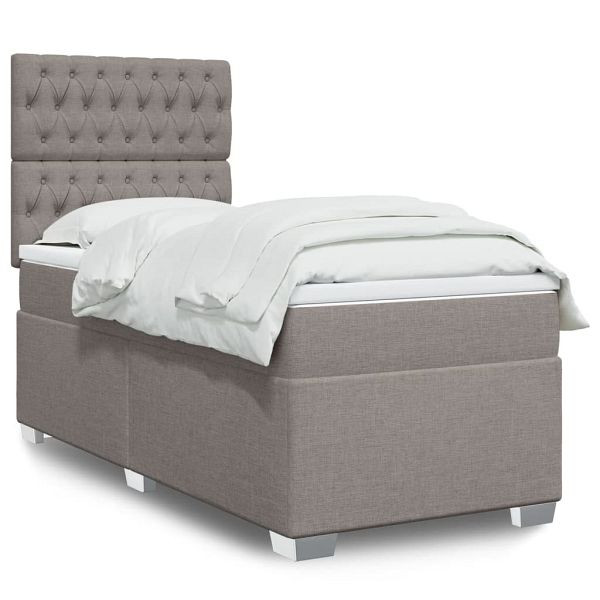 vidaXL Boxspringbett mit Matratze Taupe 90x190 cm Stoff, 3292654