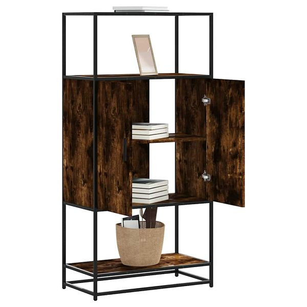 vidaXL Highboard Räuchereiche 68x35x139 cm Holzwerkstoff und Metall, 849041