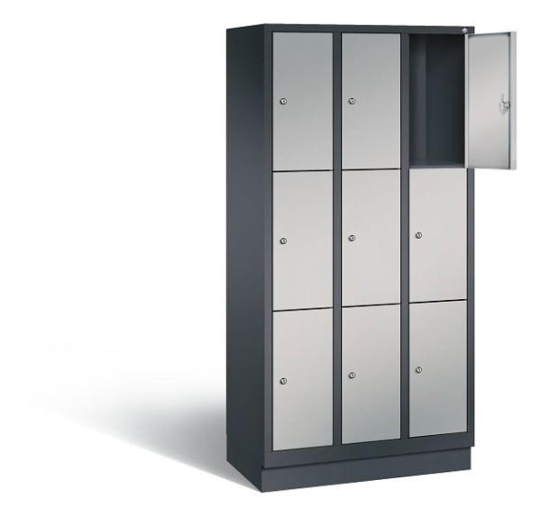 C+P Schließfachschrank Evolo, H1800xB900xT500mm, Farbe: Schwarzgrau / Weißaluminium, 48020-303 S10164