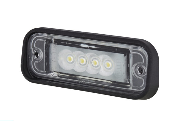 HELLA Kennzeichenleuchte, LED, 24V, Einbau/Schraubanschluss, ADR/GGVS, Lichtscheibenfarbe: glasklar, außen, 2KA 010 278-607