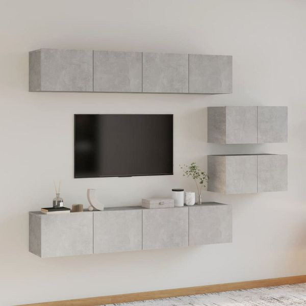 vidaXL 6-teilig TV-Schrank-Set Betongrau Holzwerkstoff, 3114601