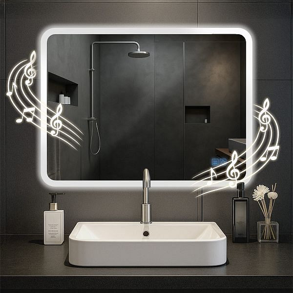 CLP Badspiegel Jericho 60x80 mm mit Bluetooth, klarglas, 326265