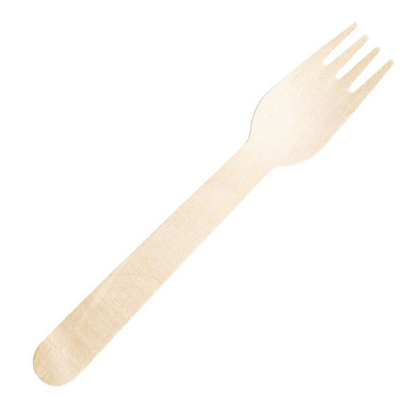 Fiesta Compostable kompostierbare, einzeln verpackte Holzgabeln (500 Stück), CH083