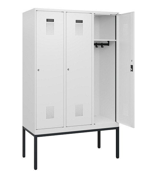 C+P Spind Evolo PLUS, Gestell, 3 Abteile, 1950x1200x500mm, 9016/9016, Zylinderschloss, 0490305-32 S10047
